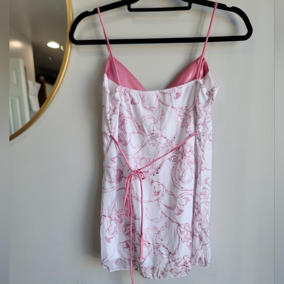 Vintage Kiwi 2000s pink white babydoll top Medium Y2K - Picture 7 of 9